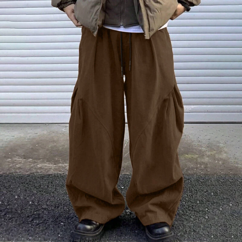 (image for) INCERUN Mens Casual Deconstructed Pleated Carrot Pant Casual Daily Solid Color Design Long Trousers Male S-5XL