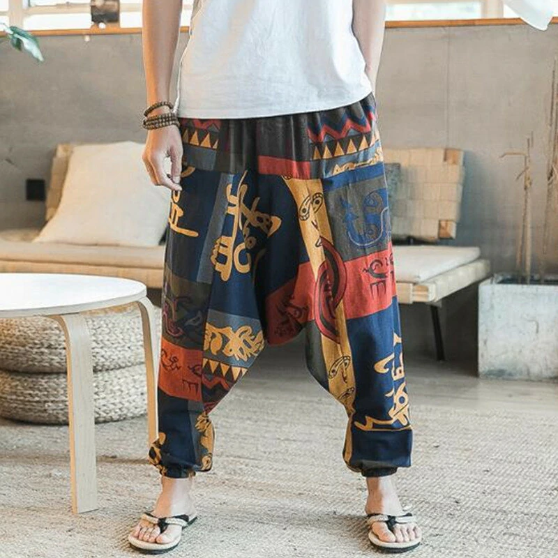 (image for) INCERUN Mens Pant Ethnic Pattern Printe Floral Harem Yoga Baggy Pants