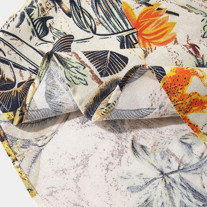 (image for) INCERUN Mens Shirts Hawaiian Short Sleeve Shirts Summer Holiday Beach Men Shirt Tropical Leaves Print Henley Shirts