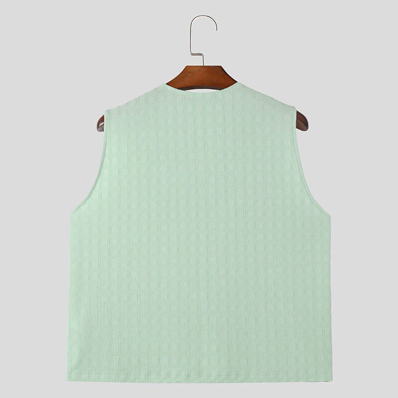 (image for) INCERUN Mens Solid Textured V-Neck Sleeveless Tank Top Comfortable Cool Vest Top