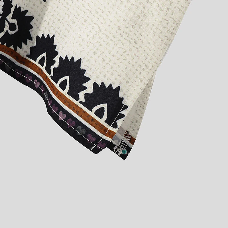 (image for) INCERUN Mens Vintage Floral Print Shirt Ethnic Print Button Up Lapel Short Sleeve Top Fashion Loose Fit for Men S-5XL